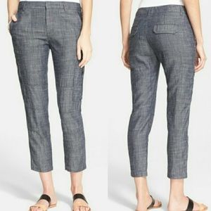 Vince Linen Charcoal Gray Cargo Ankle Pants